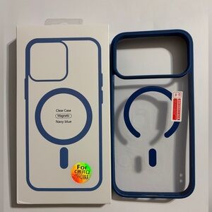 NWP Blue Magnetic Clear Case Compatible with iPhone 17 pro max - Blue